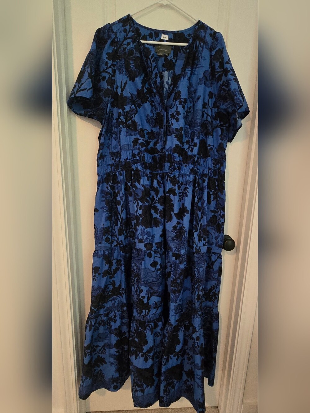 Anthropologie Maxi Dress Plus Size Boho Blue Floral. 3X.